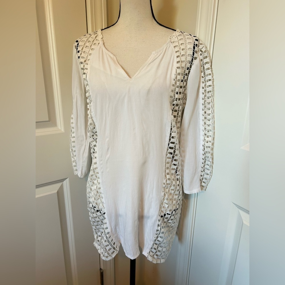 Solitaire swim White linen beach cover up